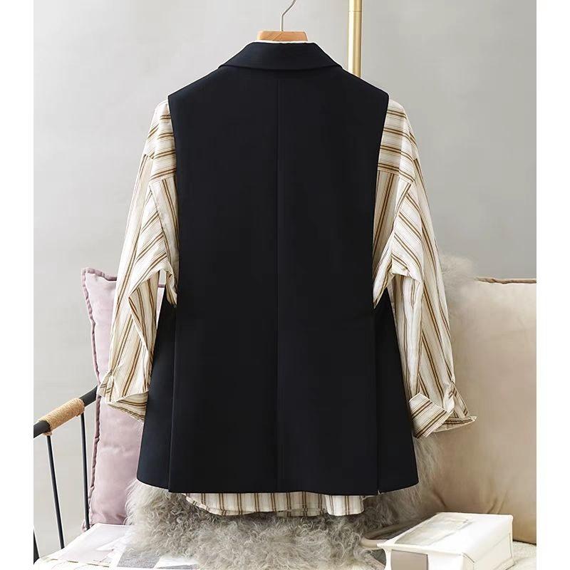 Loose Fit British Style Double Back Slit Vest Sleeveless Jacket Casual Korean Coat