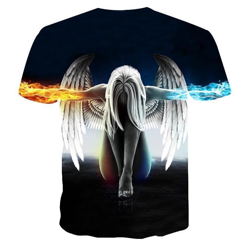 Fire Ice Wings Angel Printed 3d Tshirts Hip Hop Short Sleeve Tee Shirts Tops