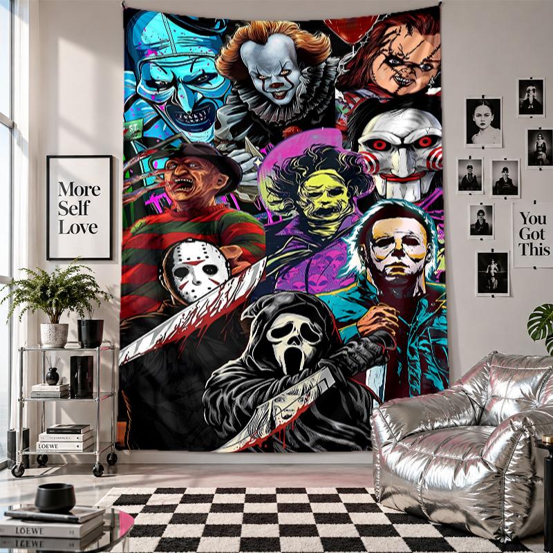 Wall TapestryHorror Movies Art Hanging Cloth Decorative Background Cover for Room Decoration