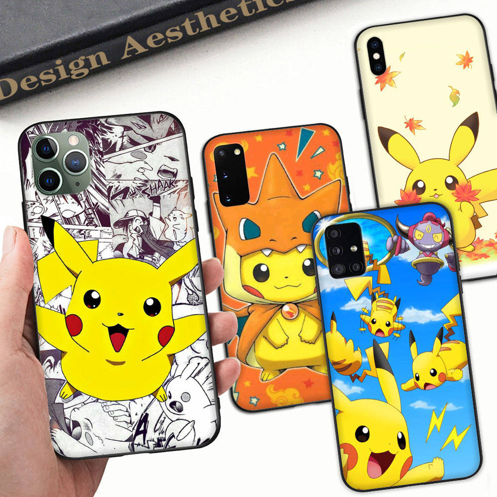 

Z-24 Pickatchu Soft Black Case for Samsung S22 S23 S21 S24 FE Ultra iPhone XR 14 15 11 12 13 Pro Max Redmi Note 13C 8 A12 A55 Xiaomi POCO M6 Pro 5G капри