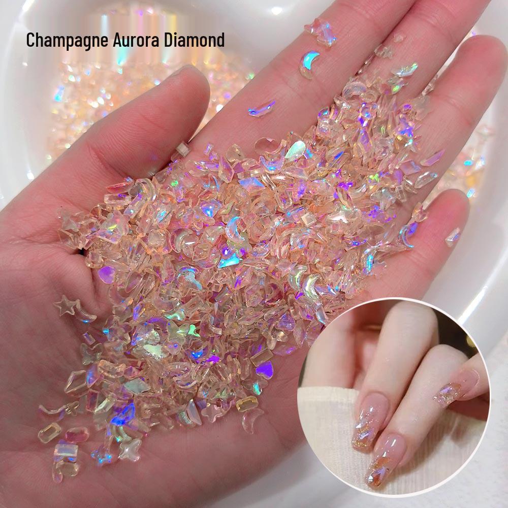 100 Pcs Temperature-Changing Aurora Diamond Nail Art Accessories
