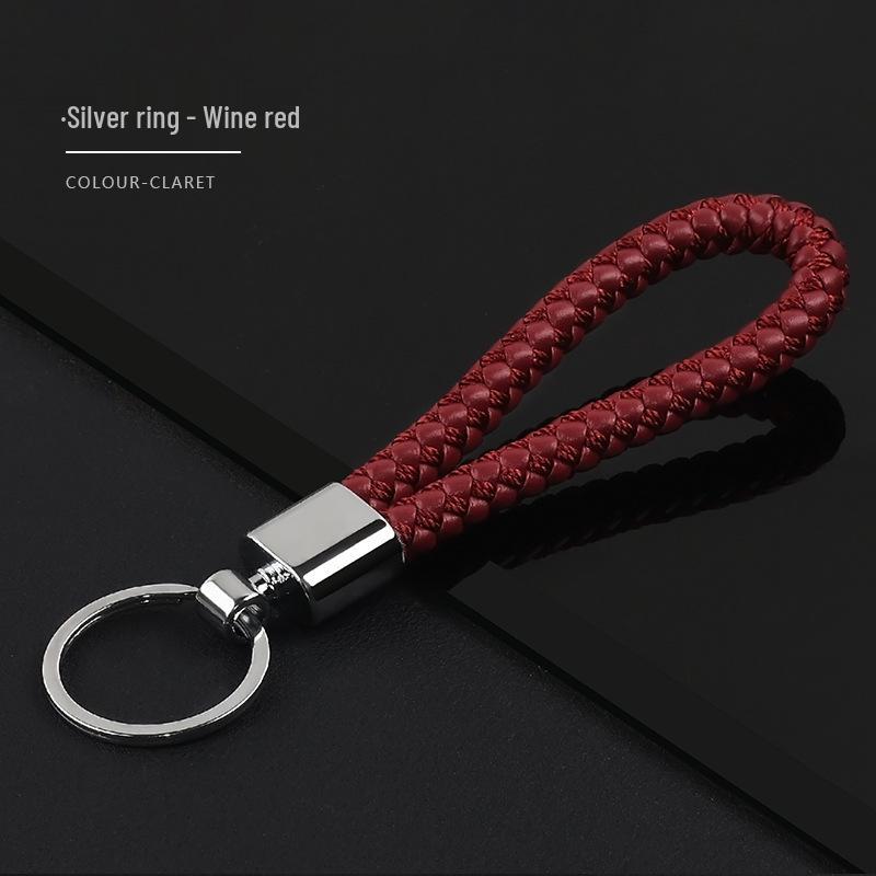 Men's Practical Woven Leather Keyring - Creative Thickened Rope Bag Pendant
