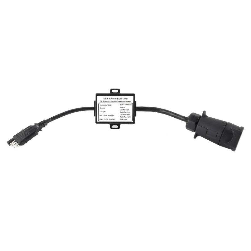 Portable 4 Pin to 7 Pin Trailer Connector for Secure Brake Light Separation Outdoor Adventures Convenient Travel Storage