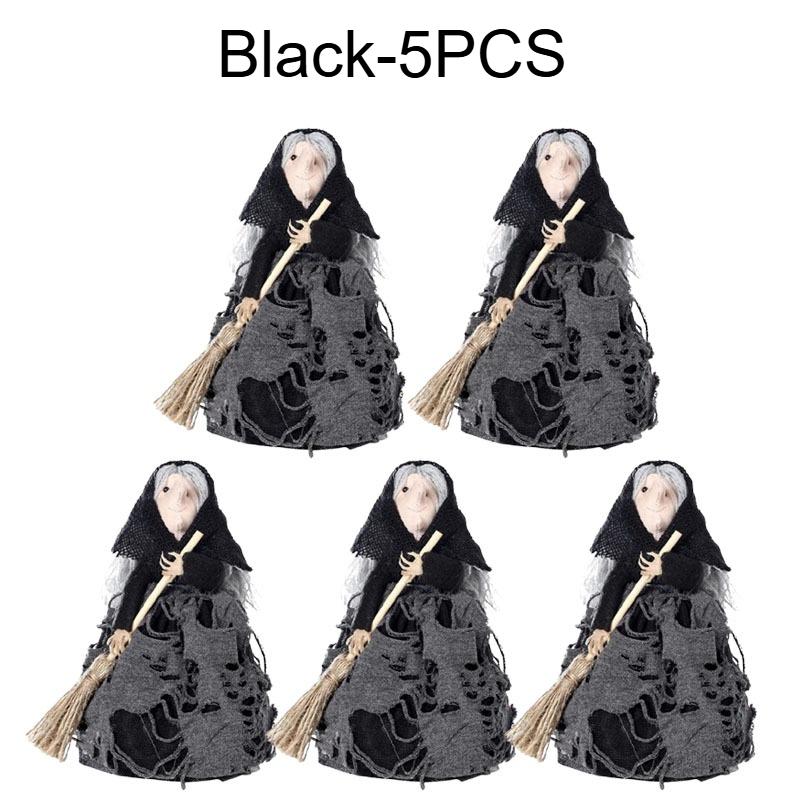 1-5PCS Halloween Witch Figurine with Broom Hanging Resin Ornament for Indoor Outdoor Garden Porch Party Photography Decoration
