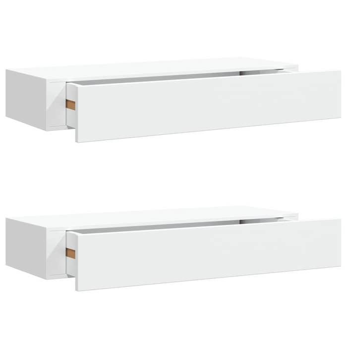 VidaXL Étagères à tiroirs murales 2 pcs Blanc 60x23,5x10 cm MDF