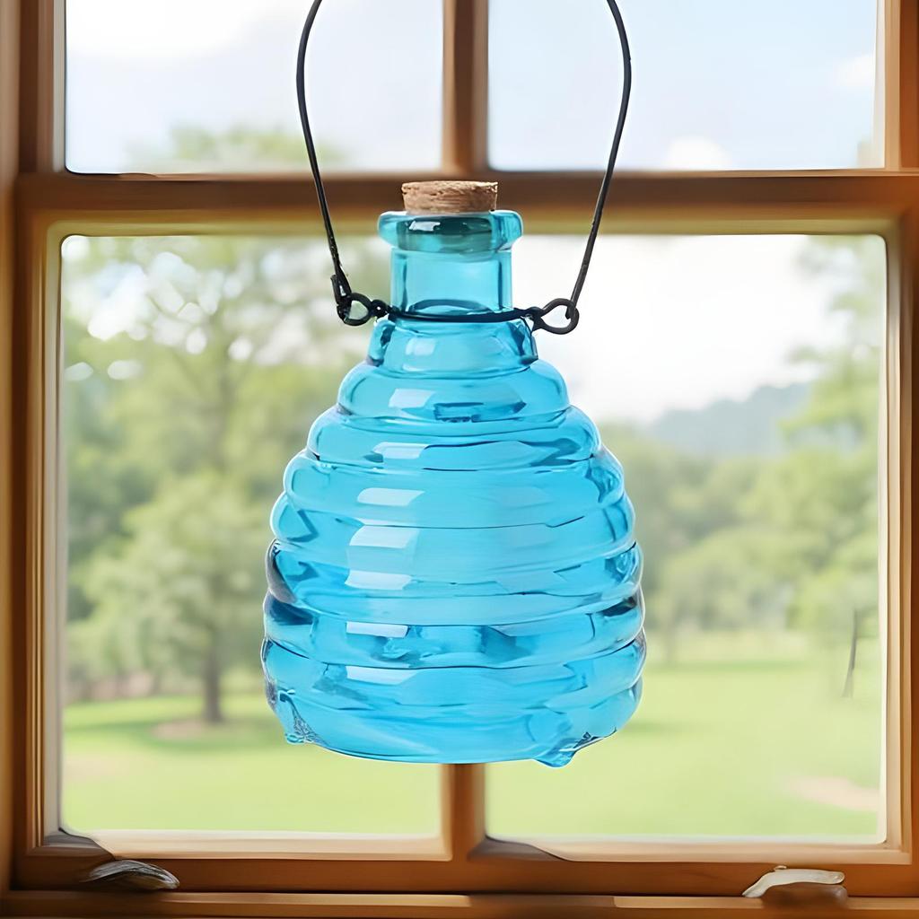 Glass Wasp Trap Small Hanging Honey Jar Hangable Reusable Catcher Garden Fruit Fly Catcher for Outdoor Garden Home Farm