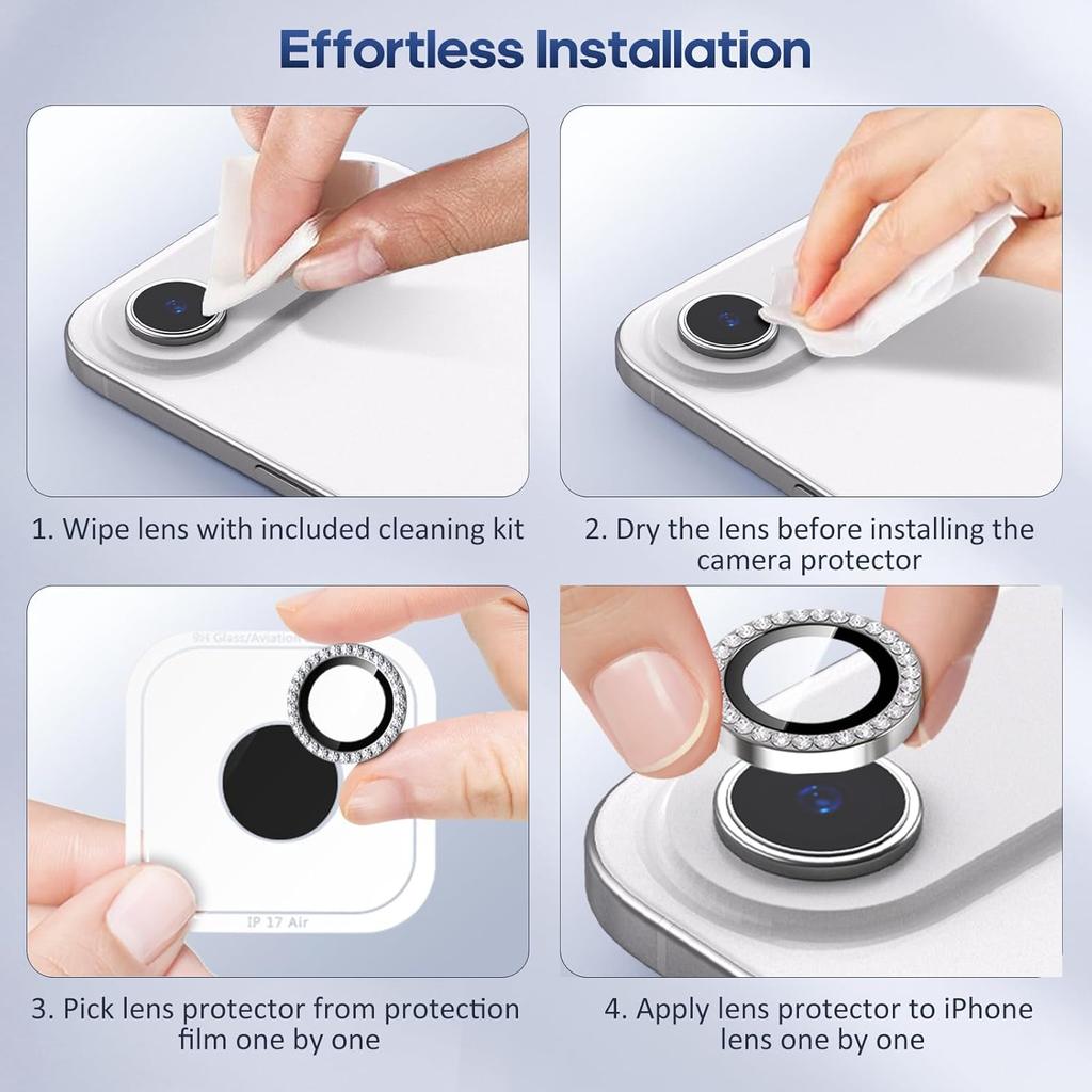 Diamond Camera Lens Protector Cover For iPhone 17 Air 17E 16E 16 E Pro Max 15 Plus 14 13 Mini 12 11 Phone Protection Accessories 4