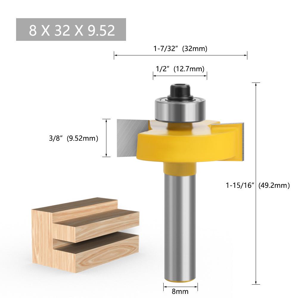 T-Shaped Woodworking Slotting & Grooving Cutter Head: 8-Pattern Black, Green, Yellow for Milling & Engraving Machines