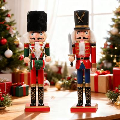 Hölzerne Nussknacker-Dekoration 30cm Handbemalter Soldat mit beweglichem Kiefer Weihnachten Kaminsims- & Baumschmuck Festliche Geschenke