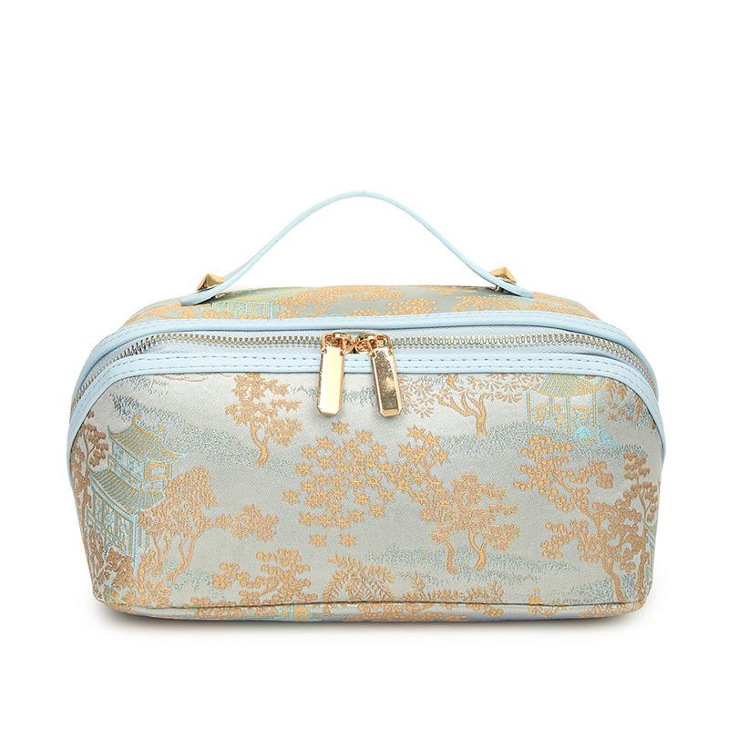 Elegant Vintage Embroidered Makeup Bag Large Capacity Portable and Perfect for Storing Cosmetics and Toiletries Ideal for Travel