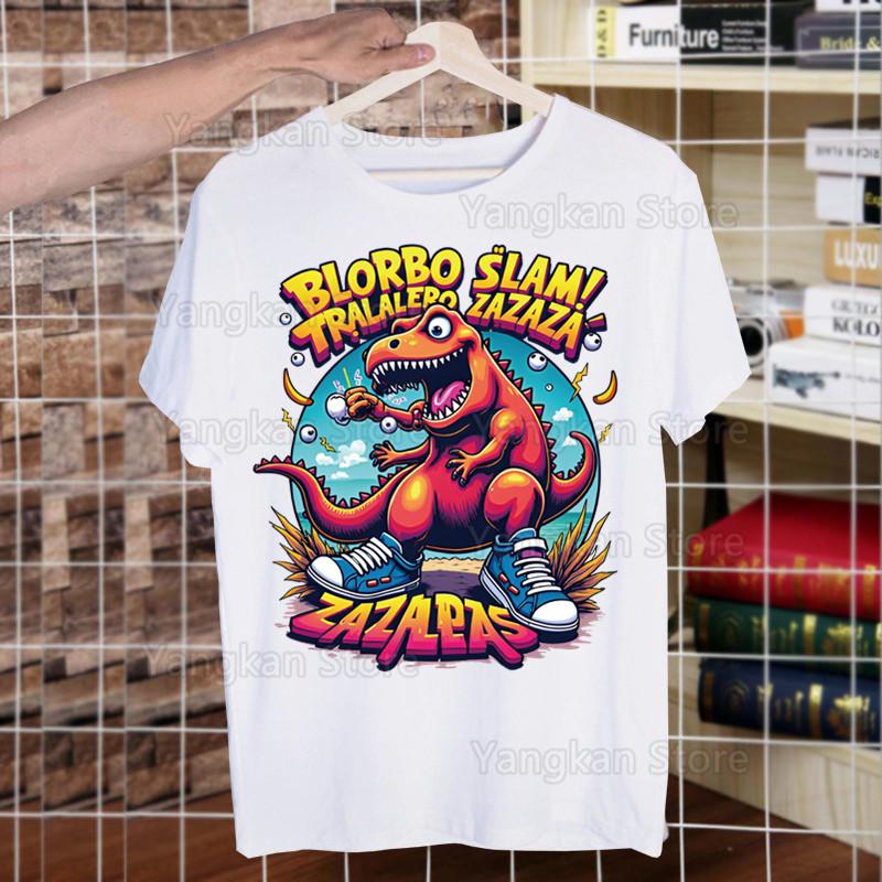 

Мем про гниль мозга Тралалеро Тралала Принт Уличный стиль Повседневная футболка с коротким рукавом мужская футболка с круглым вырезом 4XL