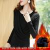 2024 Women's Winter Fleece-Lined Slimming Top, Round Neck, Pleated Tummy Concealment