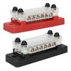 2Pcs Power Distribution Block Black Red 12‑48V 150A Dual Row 6 Terminal Bus Bar for Cars RVs Boats Yachts Trucks