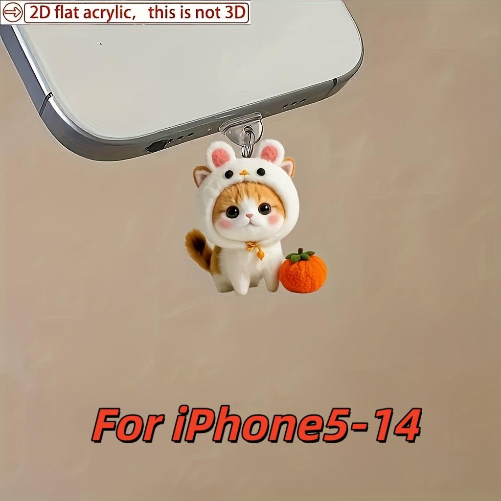 

Милая заглушка для защиты от пыли для телефона в форме кролика и кошки, акриловый кулон-заглушка для защиты от пыли для телефона, защищает интерфейс телефона и добавляет индивидуальности For iPhone5-14