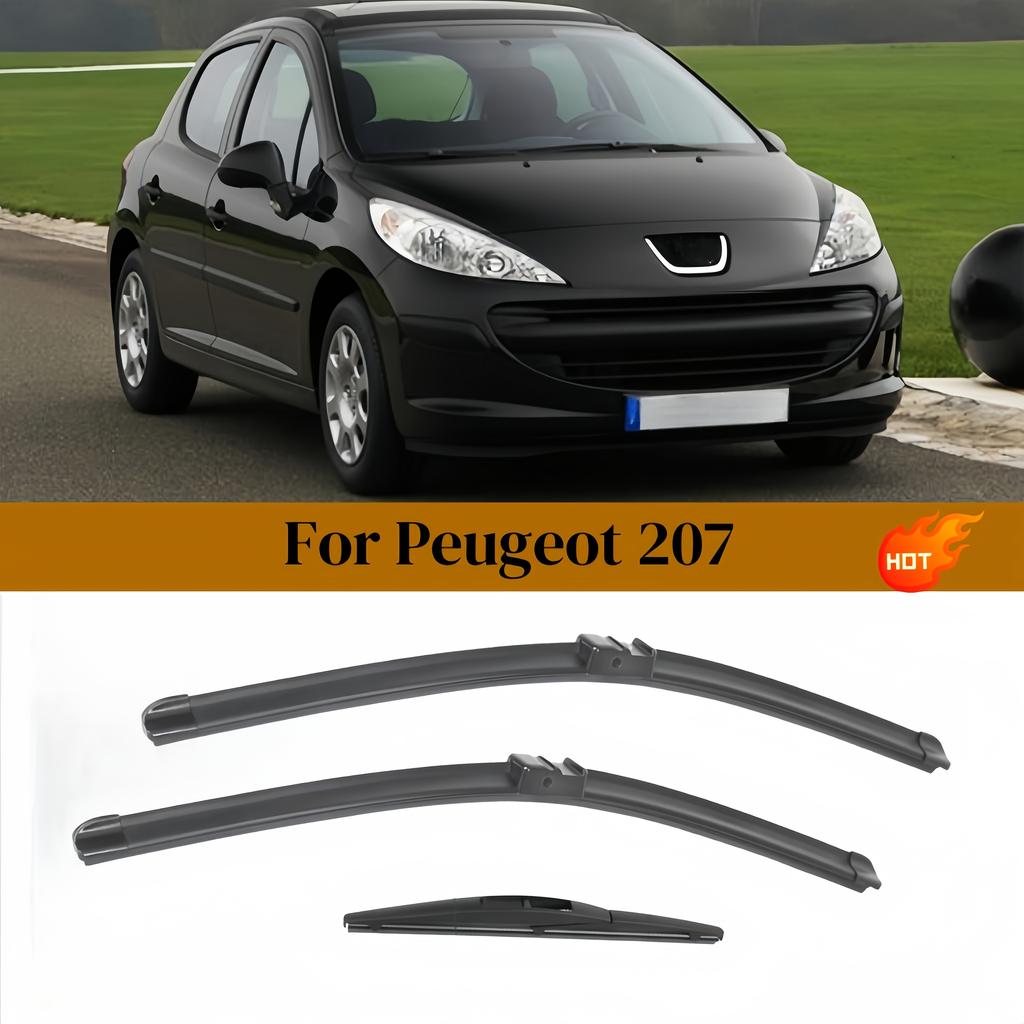 Set of Front And Rear Wiper Blades Suitable for Peugeot 207 Hatchback from 2006-2014, Including Windshield Sizes of 66.04cm, 43.18cm, And 40.64cm