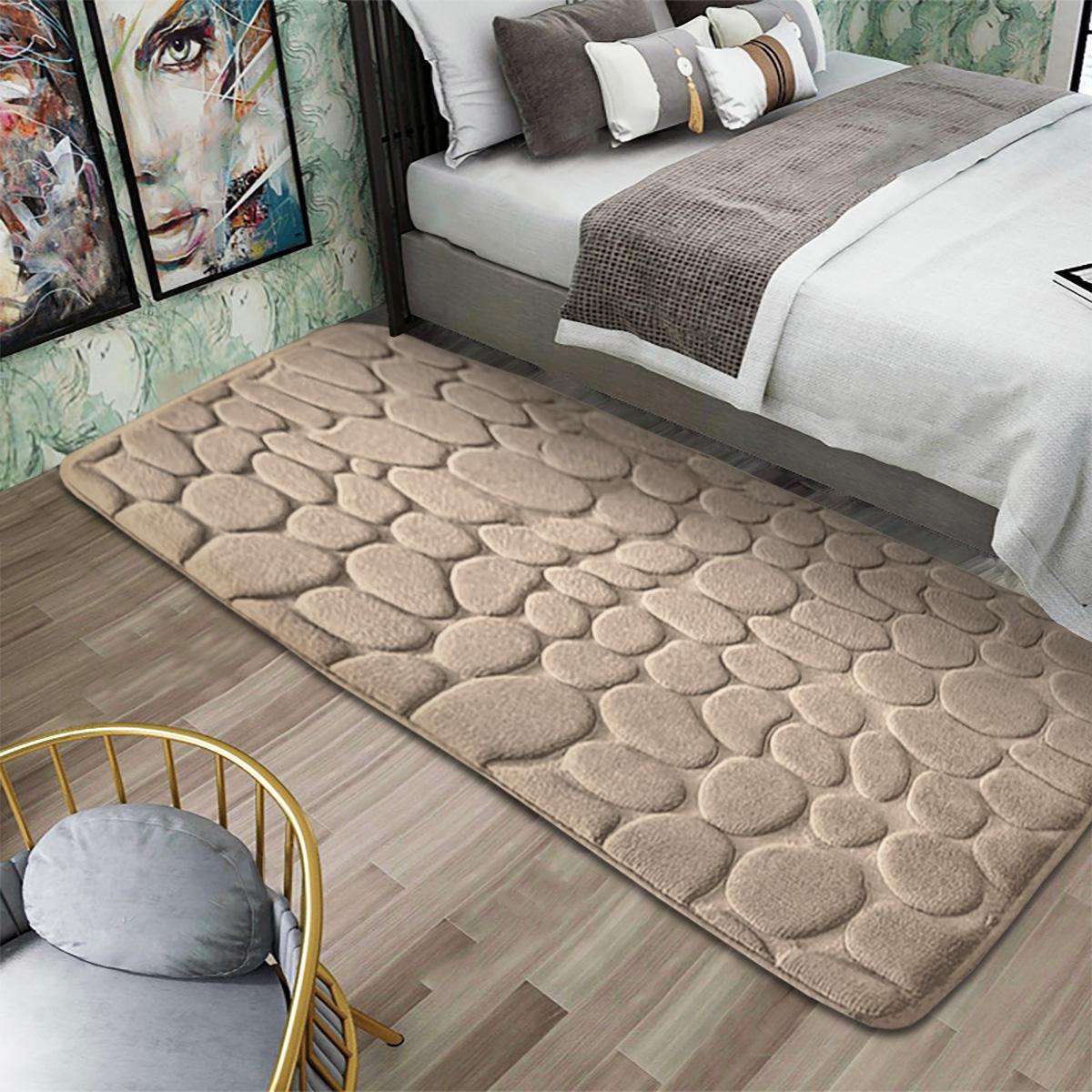 

Утолщенный длинный полосатый противоскользящий коврик для спальни из кораллового флиса, прикроватное одеяло, впитывающий коврик для входной двери крыльца, коврик для эркера 40cm x 60cm абрикосовый