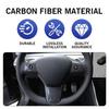 3X Carbon Fiber Interior Steering Wheel Cover Trim For Tesla Model Y/3 -2024