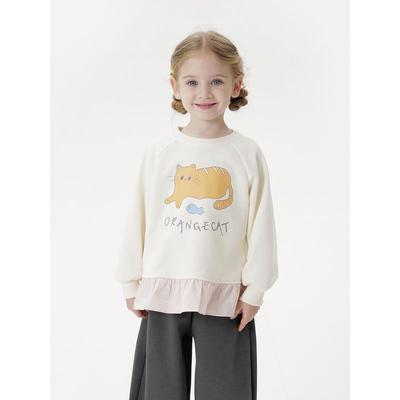 Mark Jenny Girls' Soft Cute Cat Lace Sweatshirt Baby Pullover 2026 Spring New Arrival 551181
