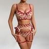 Europäisches und Amerikanisches Sexy Damen-Dessous-Set, Bestickter Floral Push-Up-BH, Elegante Transparente Verführung Intime Kleidung