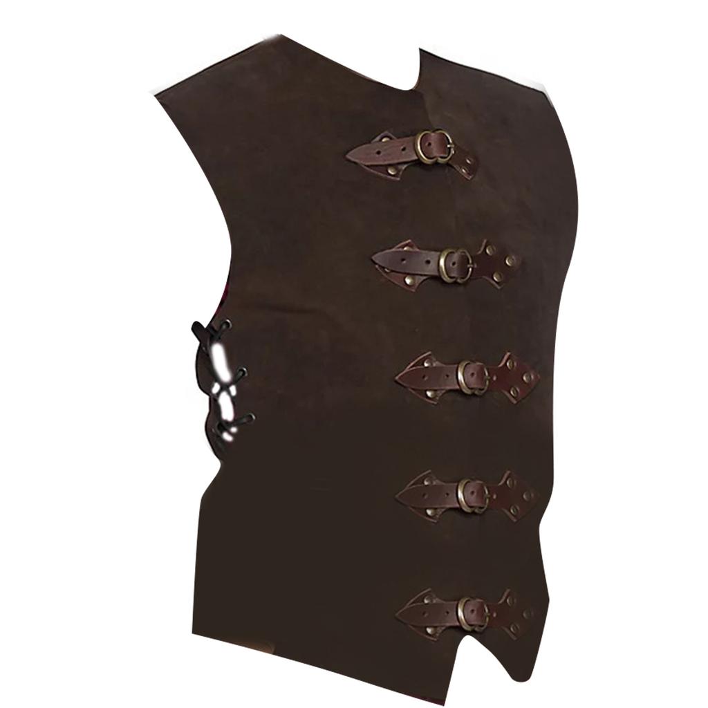 Men Medieval Cosplay Vest Medieval Costume Accessories, Medieval Cosplay Vest with Adjustable Buckles and Drawstring
