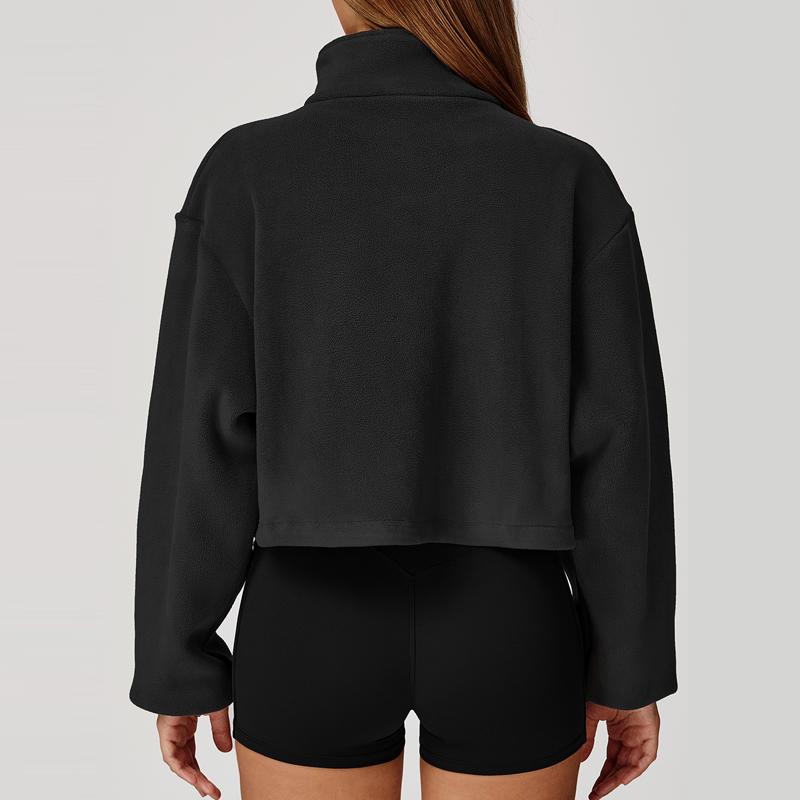 Jacket Stand-up Collar Windproof and Warm Austrian Fleece Drawstring Jacket Women's Running Plus Fleece Sports Jacket