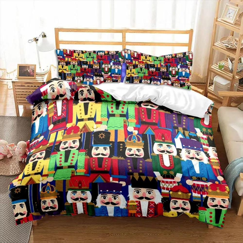 Nutcracker Cartoon Duvet Cover Merry Christmas Gift Boys Bedroom Decoration Women Men Cartoon Royal Guarder Queen King Size
