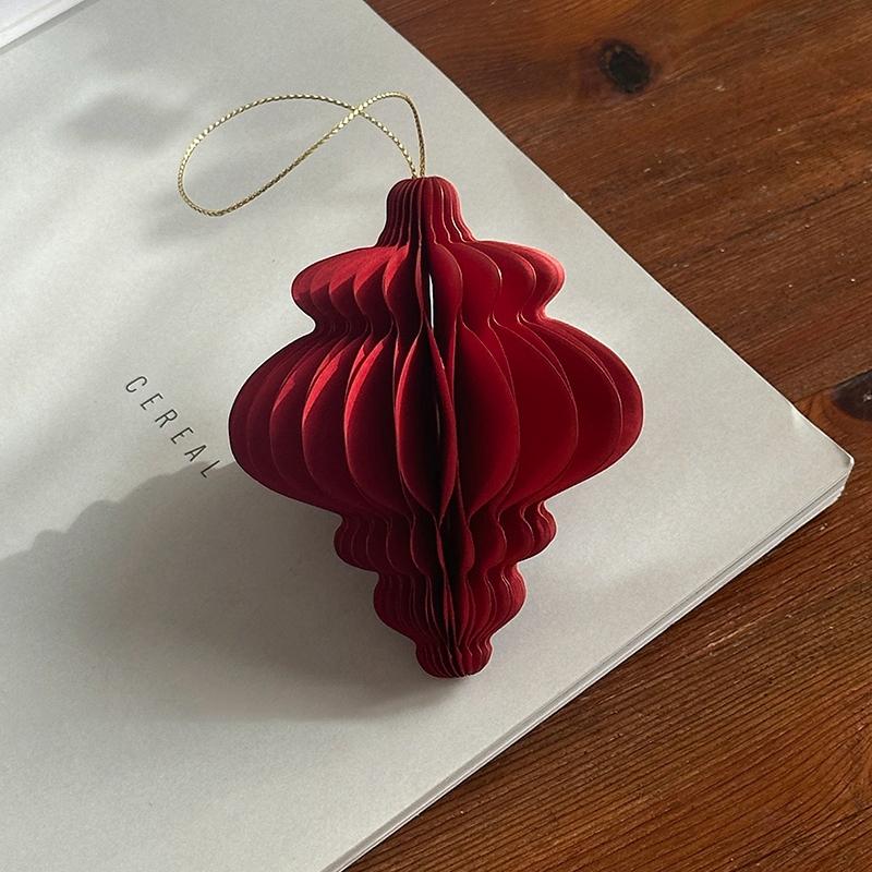 2026 New Year Decoration 3D Honeycomb Hanging Pendants Red Paper Lantern Christmas Navidad Decor Xmas New Year Hanging Ornament