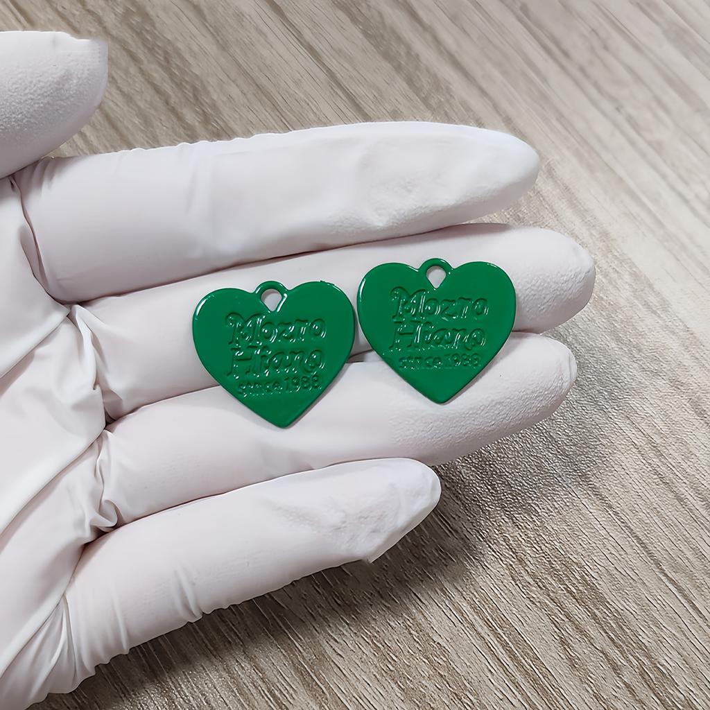 10Pcs Metal Heart Pendants Charms Dog Tags Candy Color for Bracelet Earrings Necklace DIY Jewelry Making Accessories Supplies