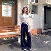 Ai Xuan, wide-leg tannin jeans women's autumn new scimitar pants high waist drape straight casual trousers
