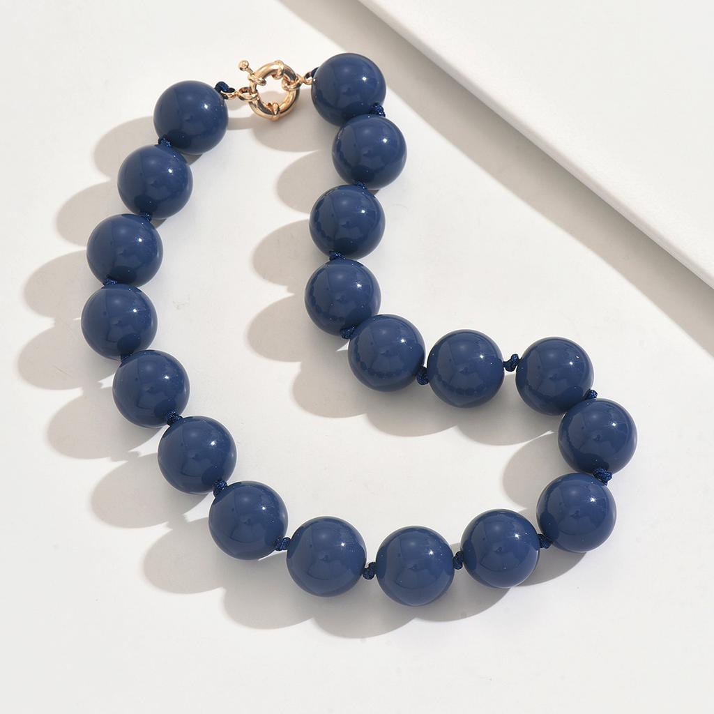 European Colorful Beaded Necklace, Ins Exaggerated Acrylic Round Bead Choker Clavicle Chain
