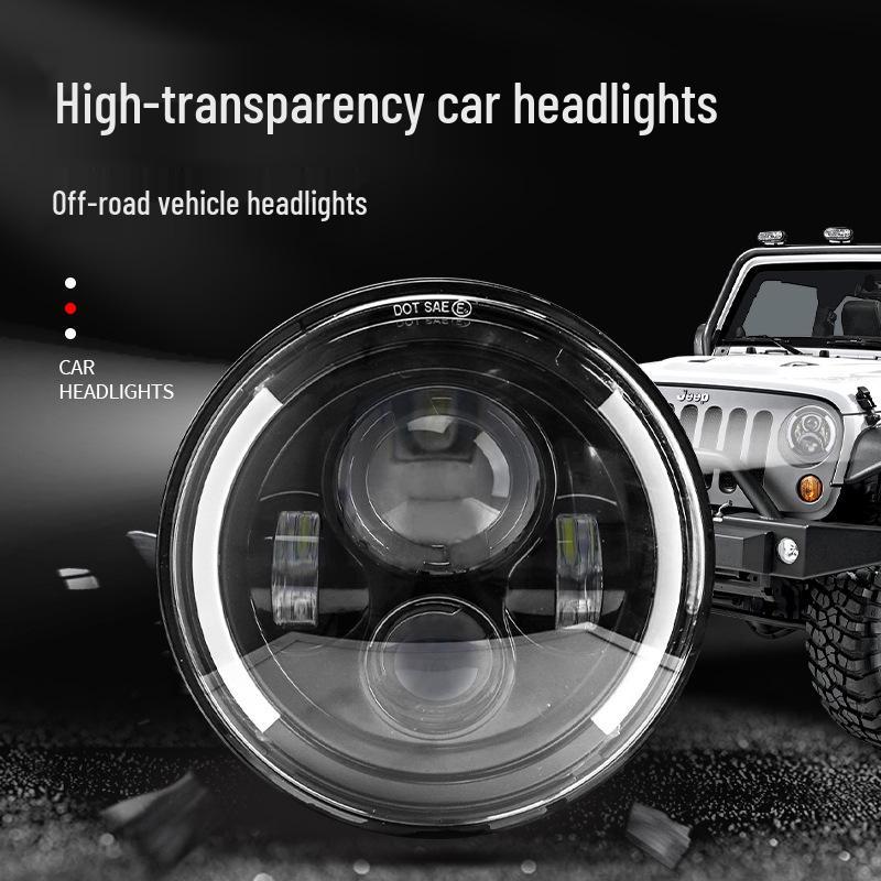 7" Wrangler LED Off-Road Headlight: Crescent Harley Motorcycle Spotlight with High/Low Beam