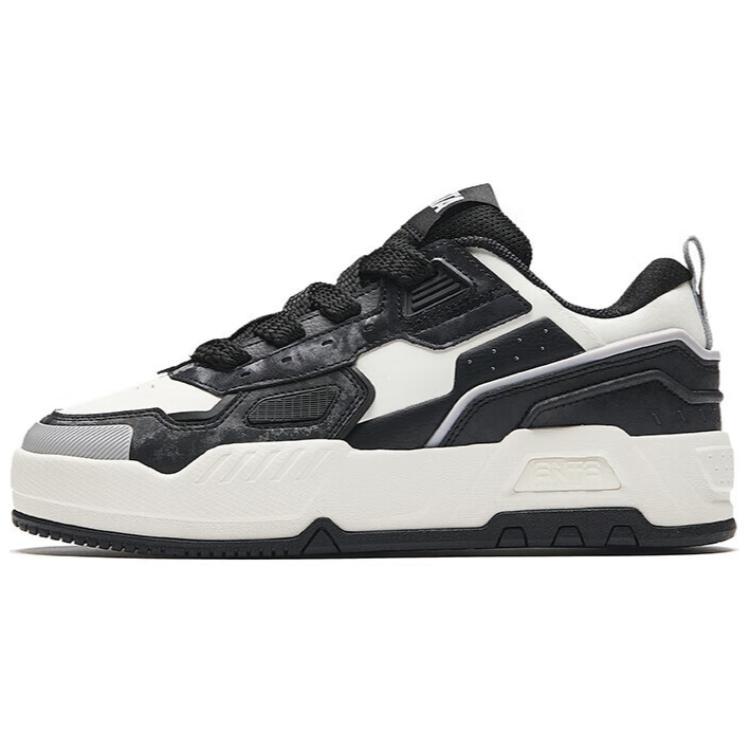 New Anta Life Collection Abrasion Resistant Shock Absorbers Low Top Skateboard Shoes Women's Black White 122438028-3
