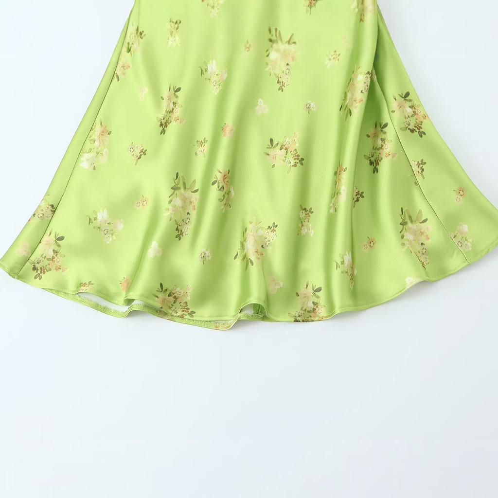 European and American Women's Clothing Popular Fashion Flower Printing Texture Mini Dress