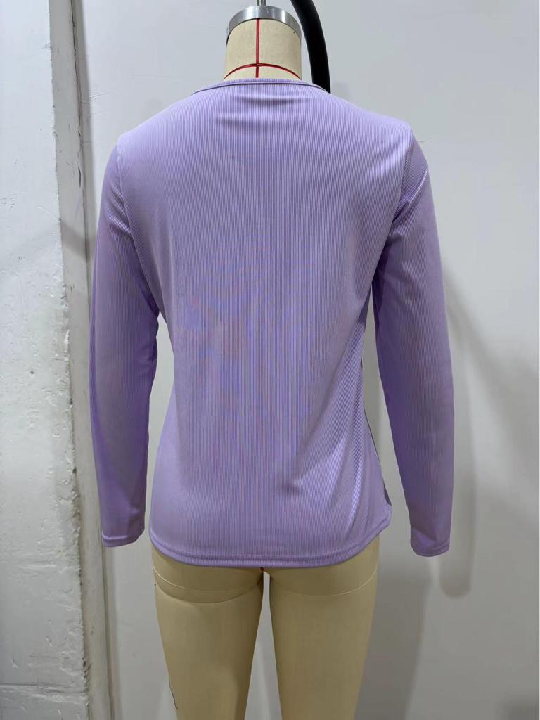 European Slim V-neck Chain Long Sleeve Women's Top - 2025 Collection