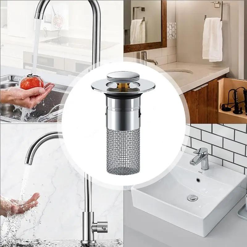 1-3pcs Stainless Steel Floor Drain Filter Deodorizing Bouncing Core Hair Catcher Shower Sink Strainer Insect Prevention Tools