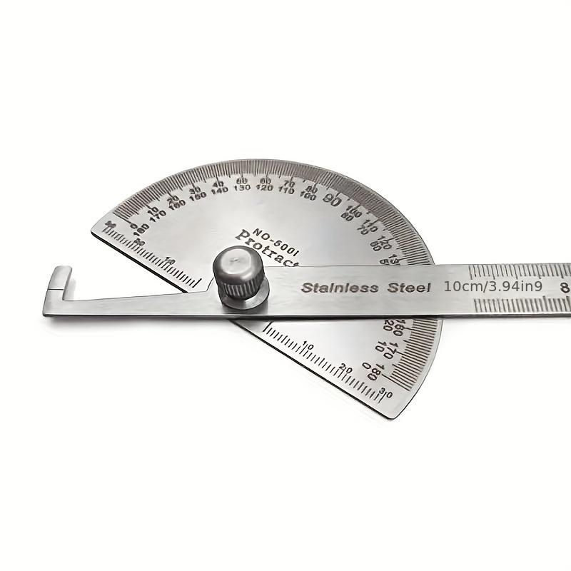 Precision Stainless Steel Angle Protractor - 0-180 Degree Adjustable Ruler, 3.94 Inch Woodworking Measurement Tool with Protective Soolies