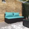 Vidaxl 2-Cz. Garden Lounge Set, Cushions, Black PE Rattan