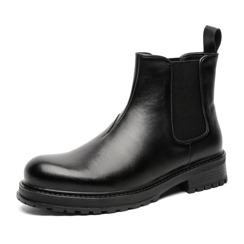 large size men casual business office chelsea boots slip-on genuine leather shoes cowboy platform boot handsome ankle botas male