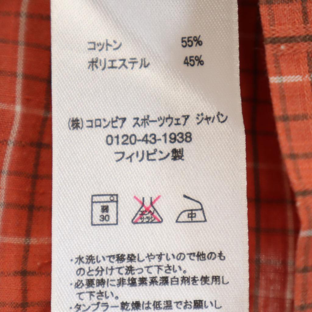 Columbia Check Pattern Short Sleeve Shirt M Orange Brown Outdoors Men's Used