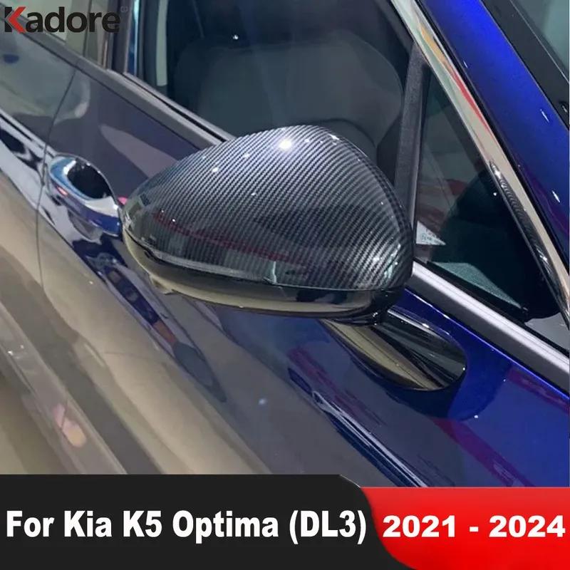 Rearview Mirror Cover Trim For Kia K5 Optima DL3 2024 Carbon Fiber Car Side Wing Mirrors Cap Overlay Accessories