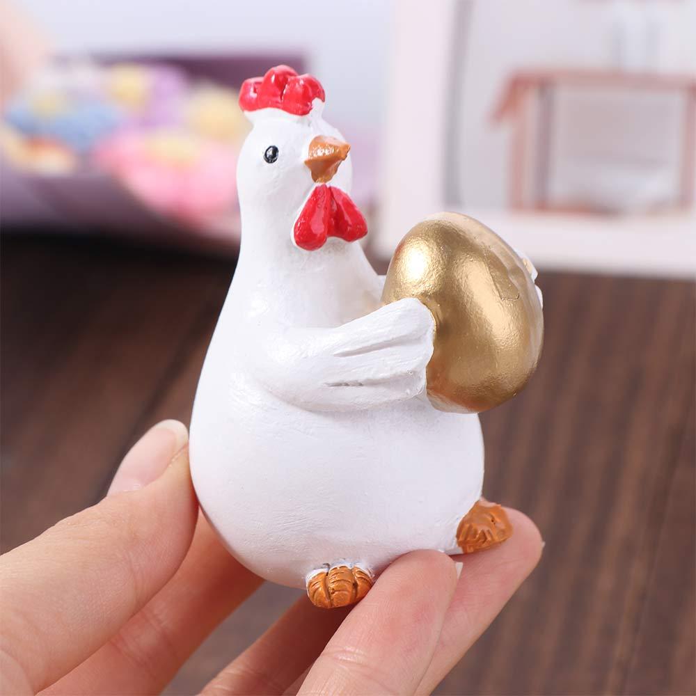 Cartoon Easter Chicken Egg Figurines Cute Animal Sculpture  Home Office Courtyard