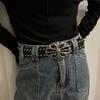 Unisex Jeans Belt Female Punk Gothic Wide Belts For Women Luxury Brands Hollow Cross Hearts Men's Belt Male Rivet Waistband