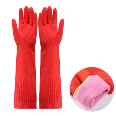 Lengthened Latex Gloves, Household Kitchen Dishwashing Rubber, Durable, Plush, Thick Cleaning, Laundry Cow Tendon Rubber