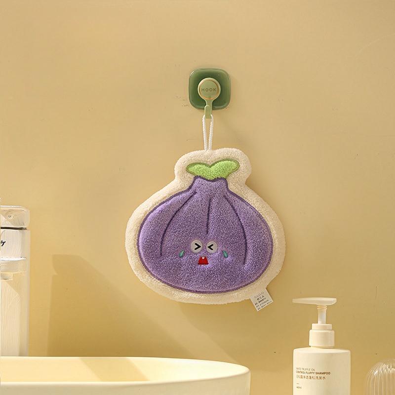 

Полотенце для рук, многофункциональное полотенце, мультяшный овощ, подвесное полотенце для рук, толстое коралловое флисовое милое впитывающее быстросохнущее полотенце