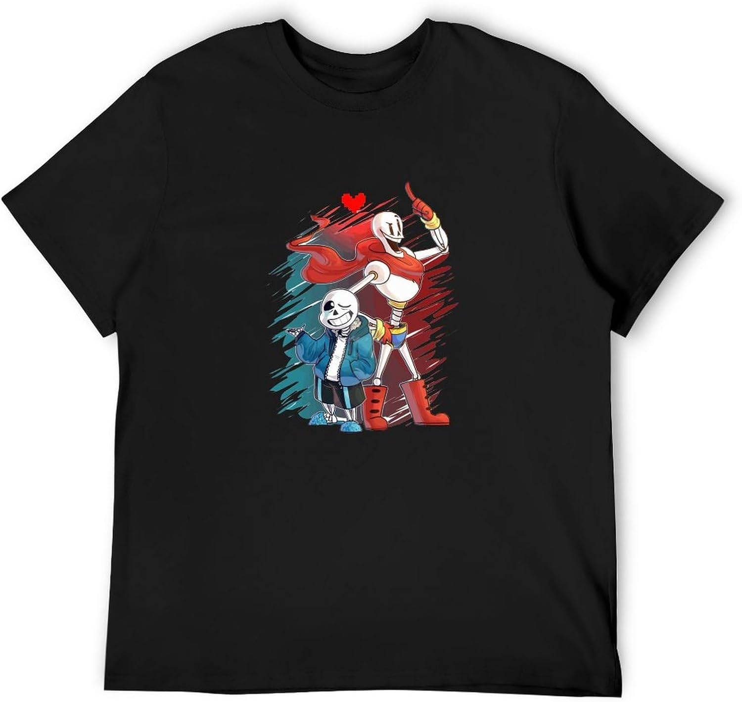 Men s Summer T Shirt Sans and Papyrus Undertale T Shirt Cotton Tee S чёрный