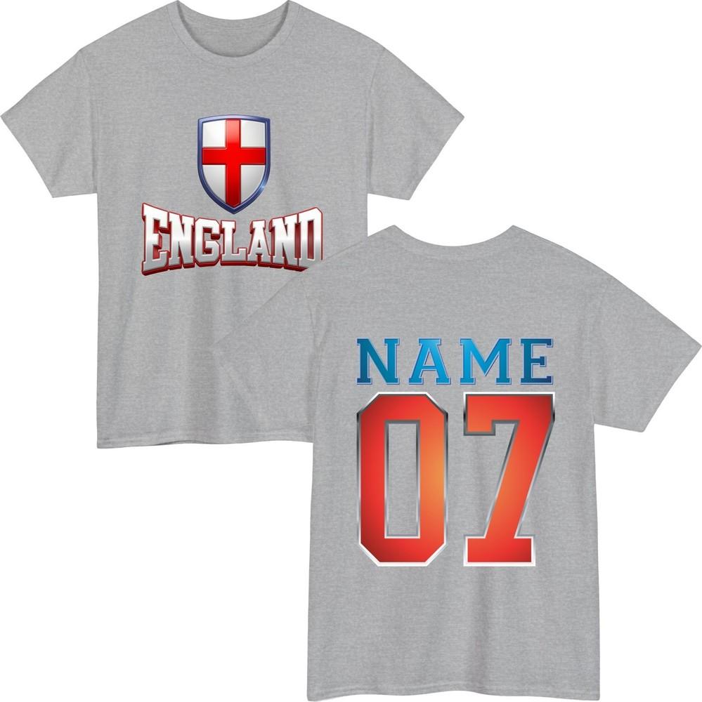 Personalised England Football Sports TShirt Custom Name Number Soccer Tee