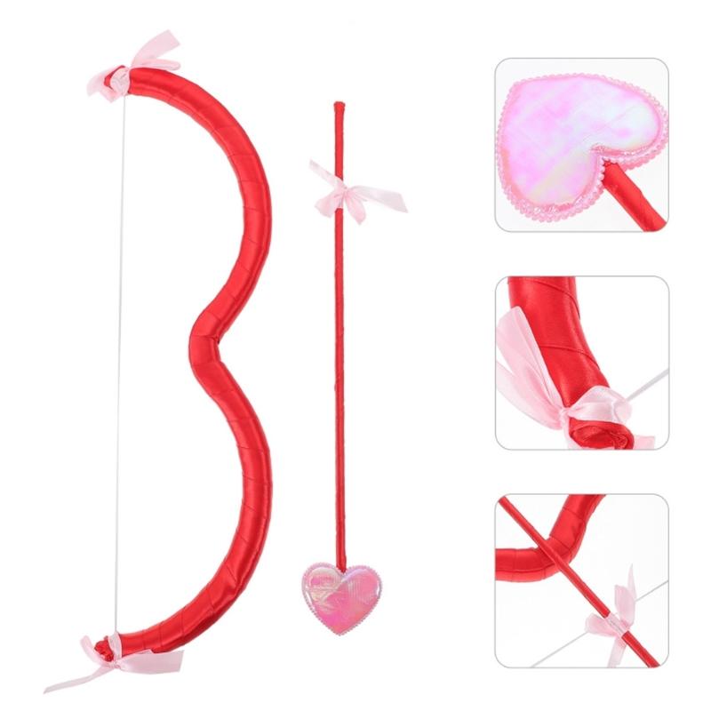 Valentine's Day Outfit Cupid-Bow-and-Arrow Set Cupid-Costume Accessory Prop for Christmas Halloween Birthday Party Props