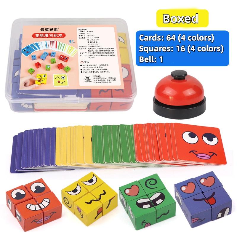 

New Kids Face Change Expression Puzzle Building Blocks Montessori Cube Table Game Toy Early Educational Toys for Children Gifts