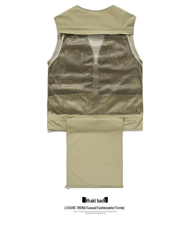 Gilet de pêche en maille à poches multiples à séchage rapide pour homme - Veste décontractée d'extérieur Printemps & Automne