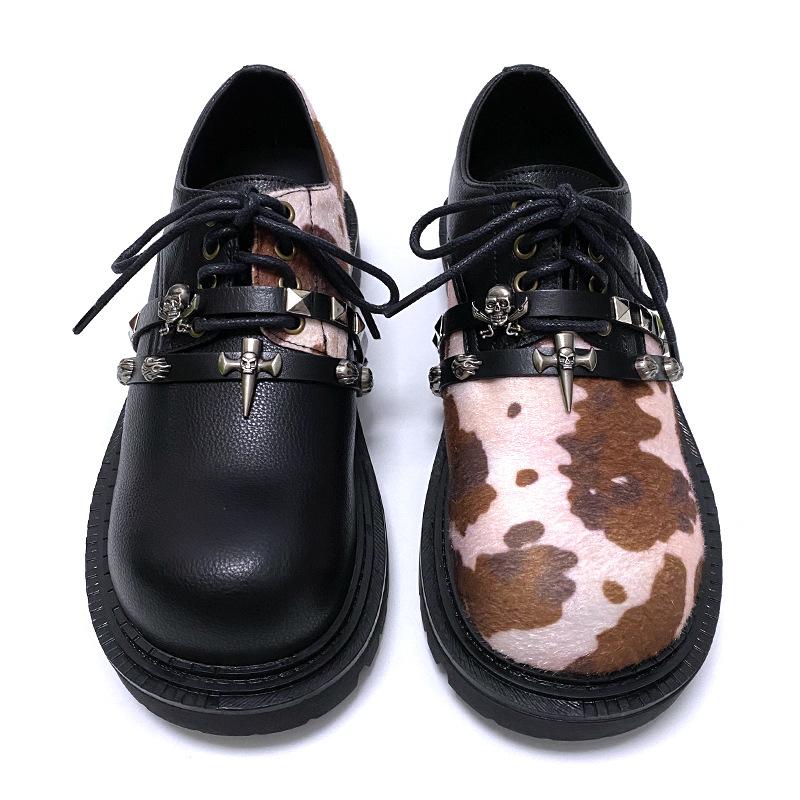 Ma Mao Debi Schuhe, Milch Mandarinenten, Kleine Lederschuhe, Schnürung Dicke Ferse, Plateau Weiches Leder Einzelne Schuhe, Freizeitschuhe Trend